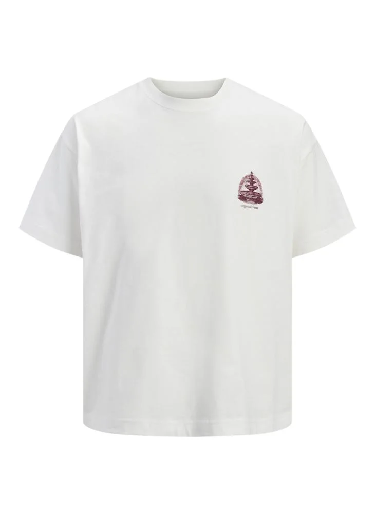 JACK & JONES Cloud Dancer Logo Crew Neck T-Shirt for Men | Best Price UAE